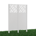 Metallsichtschutz Amato 2er Set zum Einbetonieren 3D Modell | Pulverbeschichtet Sonderfarbe RAL 9010 Reinweiß
