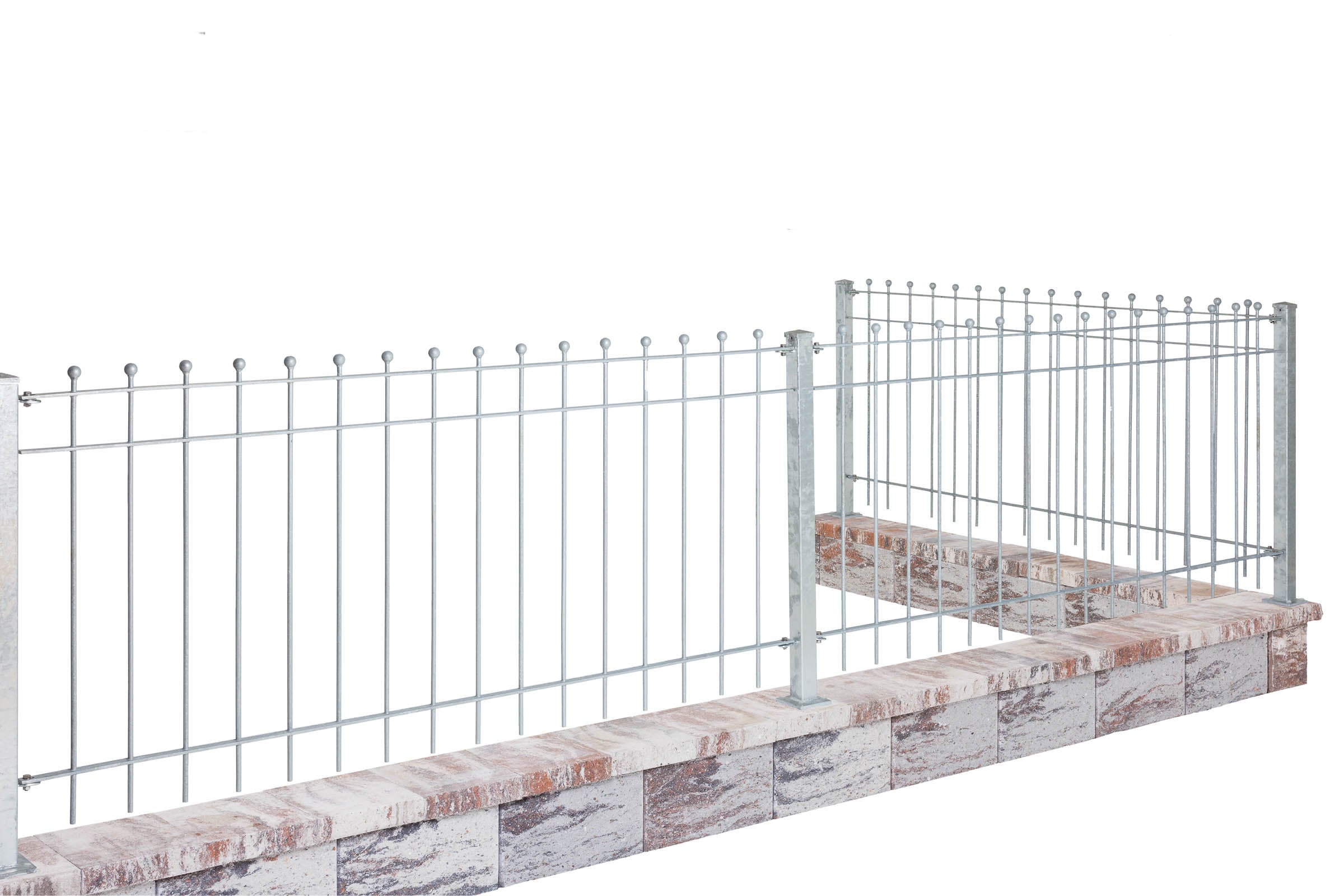 Zaun Como auf Steinmauer | Feuerverzinkt