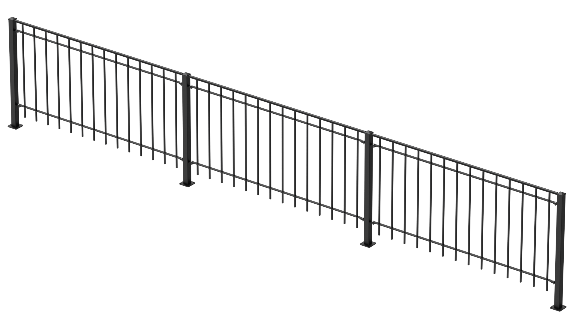 Geländer Padua als 3D-Modell | Pulverbeschichtet Sonderfarbe RAL 9005 Tiefschwarz