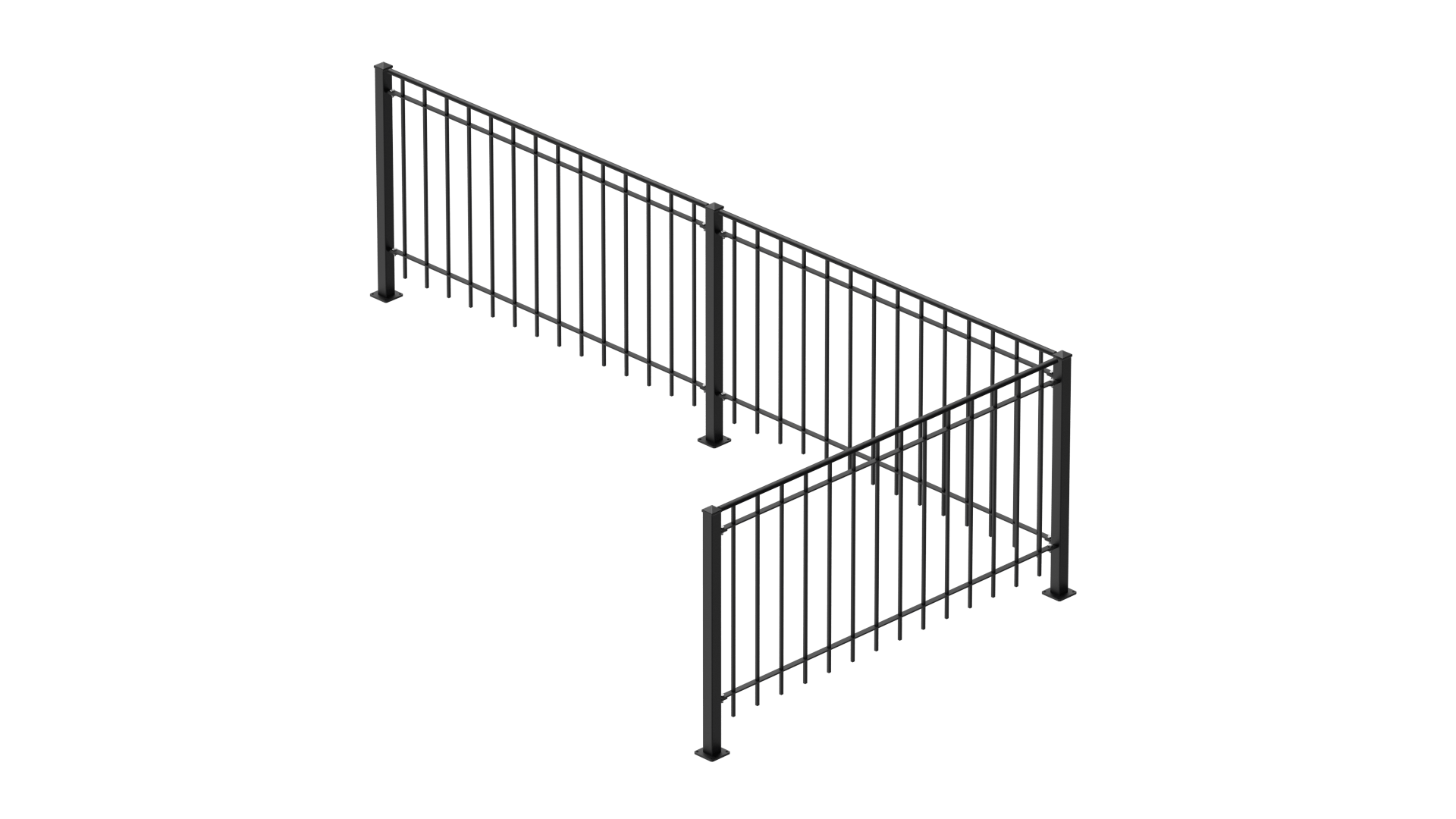 Geländer Padua als 3D-Modell | Pulverbeschichtet Sonderfarbe RAL 9005 Tiefschwarz