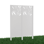 Metallsichtschutz Taro 2er Set zum Einbetonieren 3D Modell | Pulverbeschichtet Sonderfarbe RAL 9010 Reinweiß