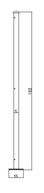 Endpfosten für Sichtschutz als bemaßte Zeichnung